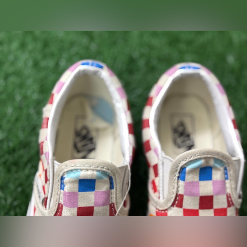 Vans Kids Multicolor Checkered Slip-On Shoes Size 13 - Picture 7 of 10